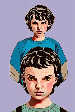 stranger things eleven with short hair illustration