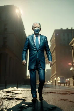 realistic image, joe biden zombie, night, walking twisted, waist up view, 80s, dark ambient, highly detailed, sky background, concept art, unreal engine 5, god rays, ray tracing, RTX, lumen lighting, ultra detail, volumetric lighting, 3d, finely drawn, high definition, high resolution.