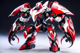 big venom robot with red and white color schemes, in the style of fairy academia, hard-edge style, agfa vista, dynamic pose, oshare kei, hurufiyya, rtx, close picture, intricate details, highly detailed, high details, detailed portrait, masterpiece,ultra detailed, ultra quality