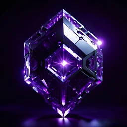 cyberpunk purple ancient mystical crystal, black background, purple lighting, video game icon