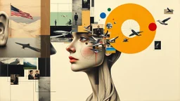 looking into the head, collage , figurative surrealism , conceptual art ,