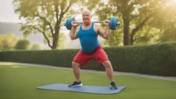 الصورة تُظهِر رجل يقوم بممارسة التمارين الرياضية في الهواء الطلق، حيث يرتدي ملابس رياضية ويمسك بالأوزان. تعكس الصورة التحفيز والتفاني في تحقيق نمط حياة صحي ومتوازن من خلال ممارسة النشاط البدني. تُجسِّد هذه الصورة أهمية الحفاظ على الوزن المثالي وتوجيه الجهود نحو الوقاية من السمنة والسرطان من خلال النشاط البدني اليومي.