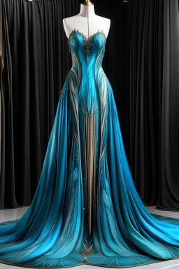 Atlantis world distopic Poseidon mith inspired runway dress gown