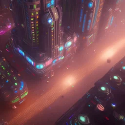 Futurist and hologramic city, in the night, 8k,unreal engine, very detailed, cinema 4D, low angle in a street