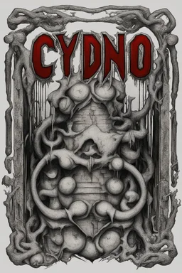 "Cydno" written in a style that fits a metal band. Nothing else... just this one word.