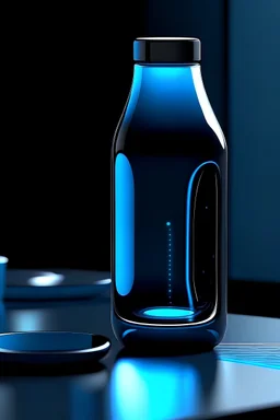 Générer une bouteille connectée avec un design futuriste qui chauffe et refroidit le liquide à l’intérieur qui soit contrôlable avec un smartphone. Inspirez vous de la HidrateSpark Pro STEEL pour le design et mettez un smartphone à côté