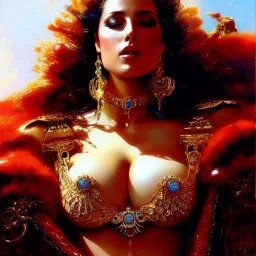 Drawing of beautiful face,'beautiful,Busty fit 'Excella Gionne',intense stare, ancient skintight armor, balanciaga fashion clothe painting by gaston bussiere, greg rutkowski, yoji shinkawa, yoshitaka amano, tsutomu nihei, donato giancola, tim hildebrandt Oil on canvas, cinematic composition, extreme detail,fit full head inside picture,16k