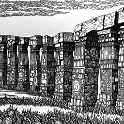a coloring page with no shades textures thick outlines of the stonehenge , england