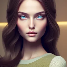 woman with Light-brown long hair, dark fantasy setting, ethereal, soft lighting, soft green-brown eyes, big cheeks, big forehead, wideechin, small nose