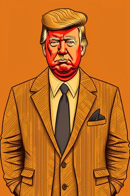 create a detailed illustration of donald trump dressed as a bower