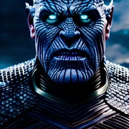 Ultra detailed fullbody Portrait in oil on canvas of Night king merges with Thanos,intense stare,extremely detailed digital painting, extremely detailed face,crystal clear Big eyes, mystical colors ,perfectly centered image, perfect composition, rim light, beautiful lighting,masterpiece,8k, stunning scene, raytracing, anatomically correct, in the style of robert e howard and Ken Kelley and Ohrai Noriyoshi and Simon Bisley and tomzj1