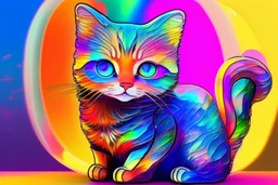 Cute chibi colourful Glass cat in style of Mariya Markina, digital painting; fantasy; very attractive; beautiful; high detail; cinematic postprocessing; acrylic art in sunshine