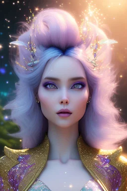 woman glitter blue fairy in a galactic ambiance, long blue hair, detailed gorgeous smile, delicate colors in the foreground, full of details, smooth, light effect，vaporwave colorful, smooth, extremely sharp detail, finely tuned detail, ultra high definition, 8 k, unreal engine 5, ultra sharpBeautyful smiling young woman, long hair amazing blue eyes, flowers, happy cosmic, bright colors, blue, pink, gold, jewels, realistic, photo real, clear sunny background, highly detailed, high contrast, 8k 