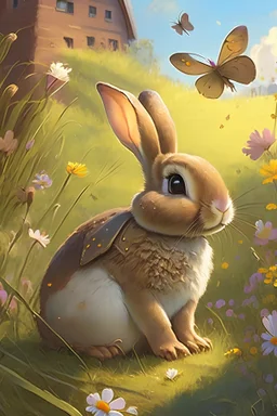 Once upon a time in a beautiful little town, there lived a young and curious bunny named Benjamin. Benjamin was known for his boundless energy and his love for exploration. Every day, he would hop around the meadows, chase butterflies, and play with his animal friends.