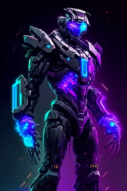 dark humanoid robot soldier artificer gladiator futuristic RGB