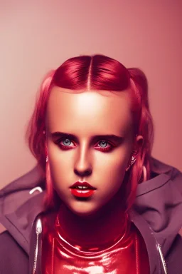 danish singer mø, high light , red tones,