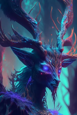 Demon deer alien,FHD, detailed matte painting, deep color, fantastical, intricate detail, splash screen, complementary colors, fantasy concept art, 32k resolution trending on Artstation Unreal Engine 5