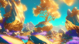 gold crystal cosmic and galactic ambiance hill sky sea ocean space galaxy rocks sunny trees pools surreal, full of details, smooth, bright sunshine，soft light atmosphere, light effect，vaporwave colorful, concept art, smooth, extremely sharp detail, finely tuned detail, ultra high definition, 8 k, unreal engine 5, ultra sharp focus