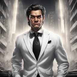 (2.5D:1.3), poster, intricate details, cartoon\(cartoon\), ((masterpiece, best quality)), ((cinematic light)), buffalo, hybrid, hyper-realistic, fun, \(style\), Dressed in white shirt and black tie,