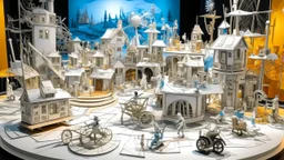 A white kinetic town with instruments painted by Vincent van Gogh