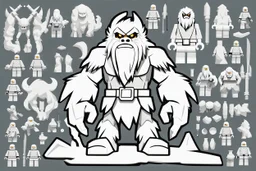 Yeti, frontal view, centered image, minifigure, full body length character, a high-res digital design, simple iconic design, smooth edges, sharp lines, classic minifigure expression, neutral expression, customizable, wide range of colors and accessories, avatar, profile picture