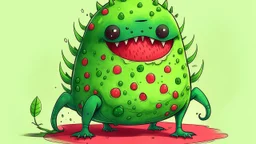 This monster loves watermelons. They have thin skin that is emerald colored and they're always wearing beat up shoes.