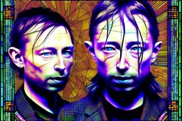 Thom Yorke rendered in stained glass