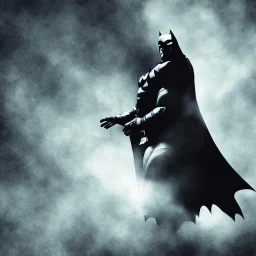 Fat Batman, dramatic light, close up, smoky background, high detail, cinematic, vignette