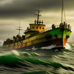 корабыль времён второй мировой войны цветной в буйном море