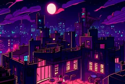 a vampire world on a rooftop party lights cartoon