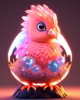 A cute adorable baby phoenix made of crystal ball with low poly eye's highly detailed intricated concept art trending artstation 8k