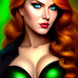 ultra detailed fullbody portrait of busty beautiful Black Widow, extremely detailed digital painting, intrincate, extremely detailed smiling face,crystal clear Big Green eyes, in the style of Adam Hughes , mystical colors , perfectly centered image, perfect composition, rim light, beautiful lighting,8k, stunning scene, raytracing