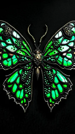 metal gothic green moth wings