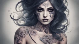 beautiful girl phantom, tattoo, mysticism