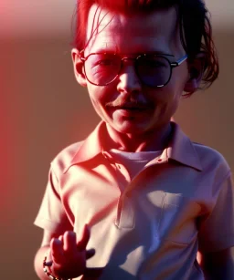 Johnny Depp toddler, full body, shoe, car, dramatic lighting, hyper realistic