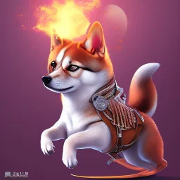 japanses shiba inu doge, glowing aura, samurai