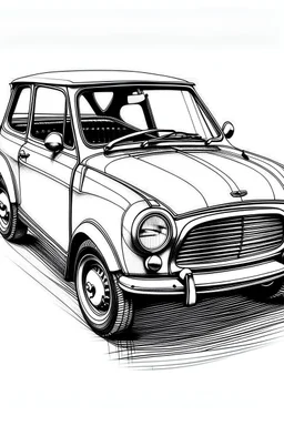 Small car drawing Black and white