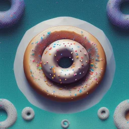 100mm photo of isometric floating donut in the sky, surreal donut with sprinkles, intricate, high detail, behance, microworlds smooth, macro sharp focus, centered