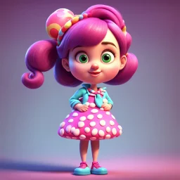 candy girl, stylized 3d. pixar, cartoon