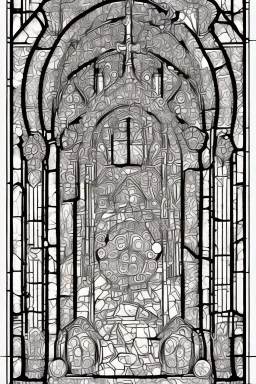 kids coloring page, stained glass window, cartoon style, thick lines, low detail, no shading