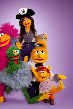 portrait, lady, full body shot, medium shot, style of pirates of the sesame street