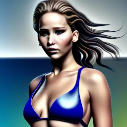 fullbody portrait of voluptuous atletic beautiful young Jennifer Lawrence in bikini Diego Velázquez style