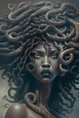 Medusa as a beautiful black woman