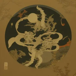 Ukiyo-e Style , yin and yang