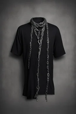 A black shirt for men open be at noon and in the openings contains chains