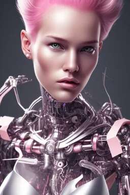 cyborg, pink hair,seven, perfekt, real