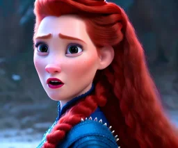 Very young Modern looking Mary queen of scots ,Dressed in Battle fatigue , with long Red hair, electric blue eyes, pouting red lips,diamond crown , the most beauiful portrait , vintage pixar