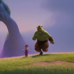 child getting chased by shrek