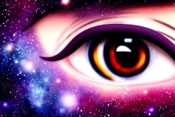 high detailed eyes close up, galaxy, anime, 8k quality