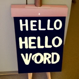 A sign that says 'Hello World'.